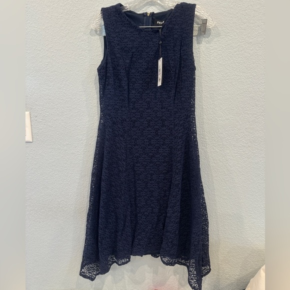 DKNY Navy Handkerchief Hem Fit & Flare Dress - NWT 6 - Picture 4 of 5